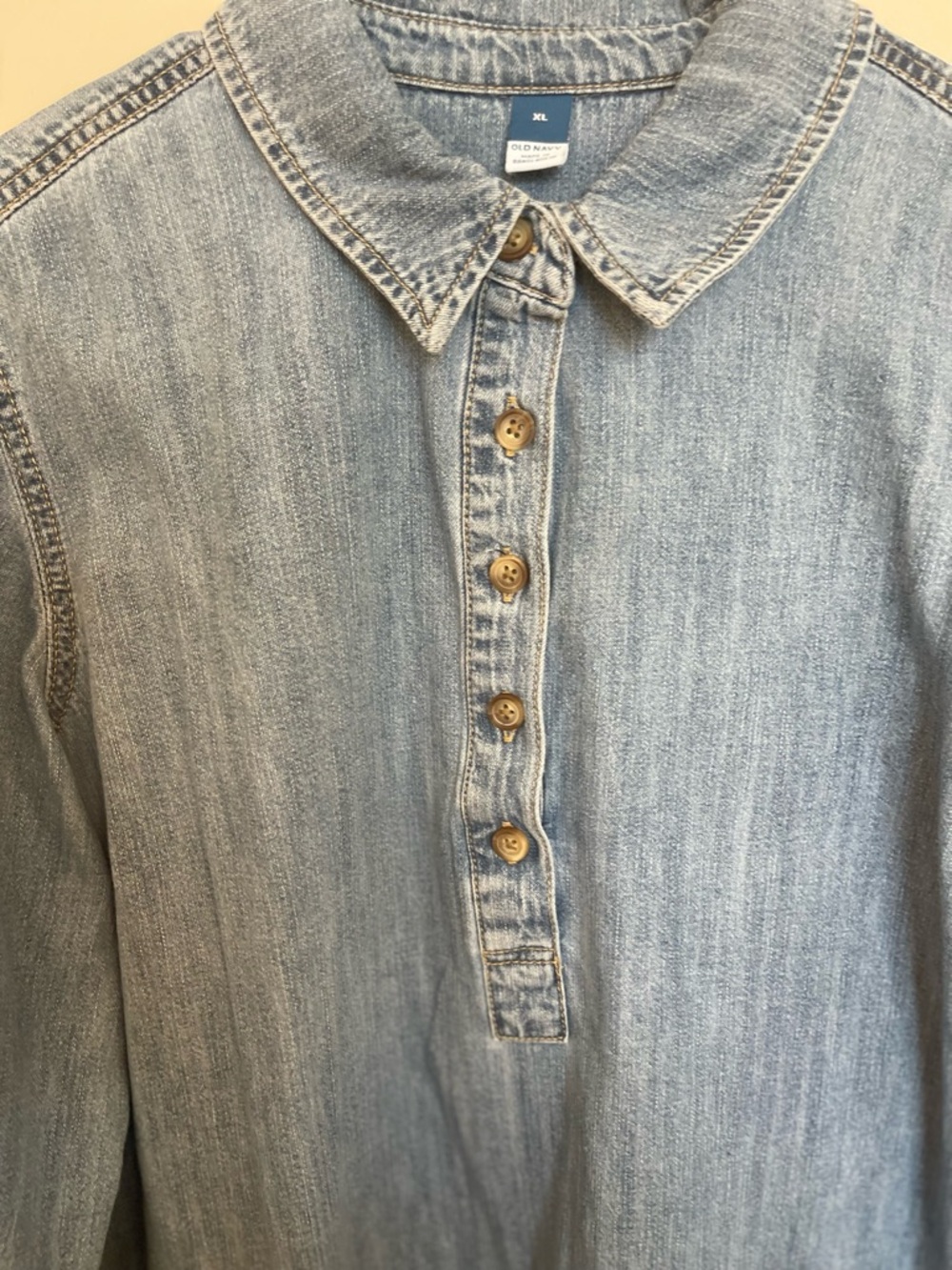 Old Navy Light Blue Denim Shirt Dress - Picture 3 of 6